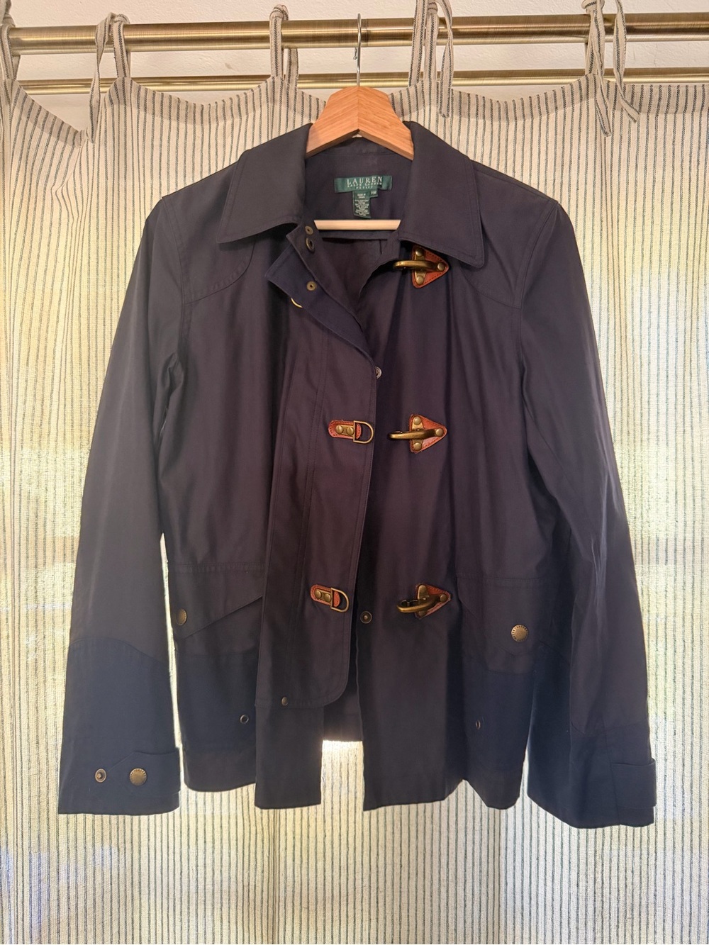 Lauren Ralph Lauren Navy Toggle-Front Trench Jacket